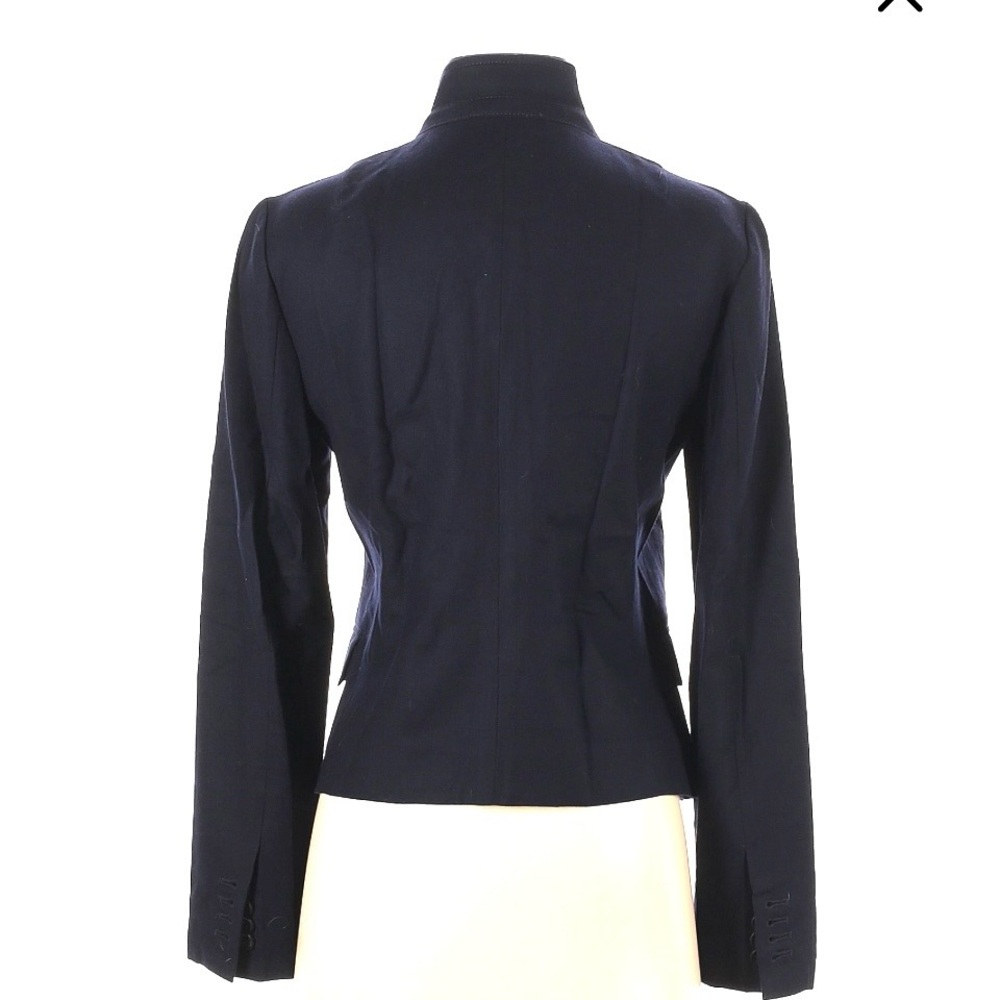J Crew Navy Blue Lightweight Wool Blazer, Military Jacket, Stand Collar, Small - Picture 2 of 6